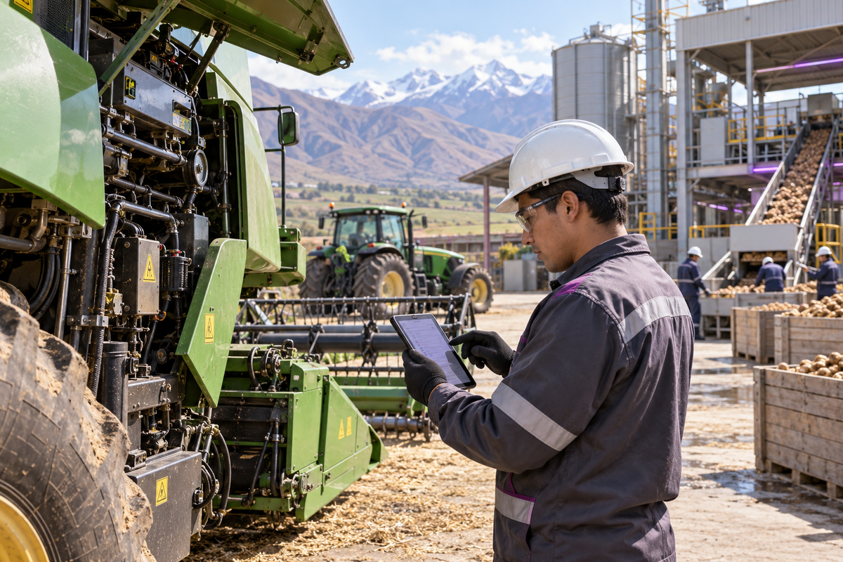 Maquinaria y equipos utilizados en una operación agroindustrial