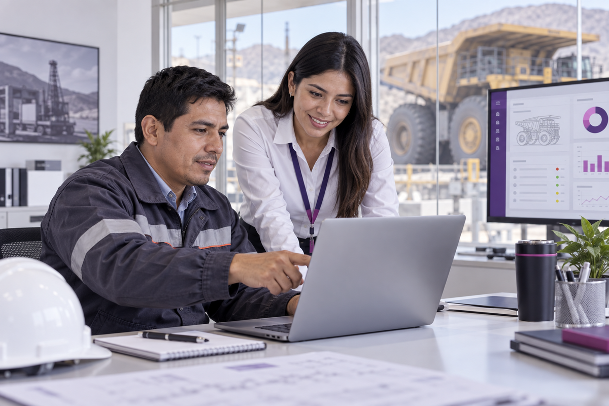 Consultora configurando SISMAN Z9 junto a un responsable de mantenimiento